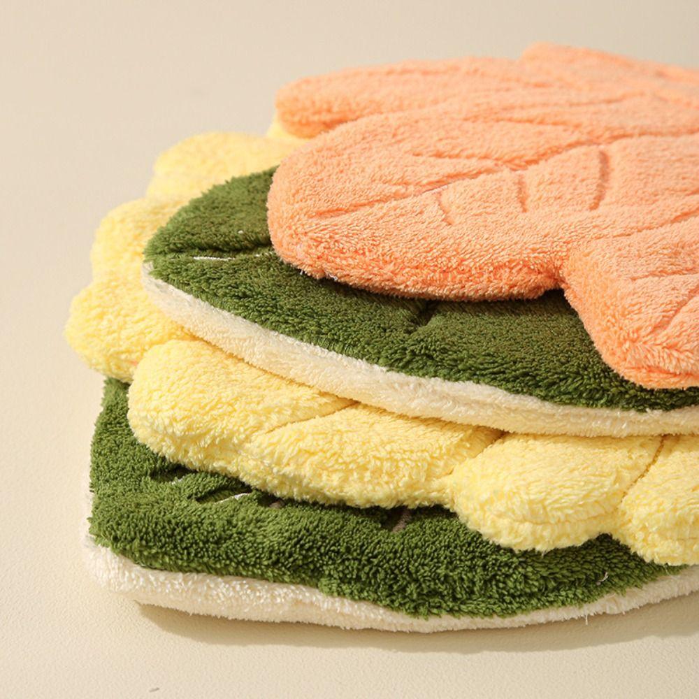 Double-layer Leaf Style Hand Towel Absorbent Handkerchief Rag  for Kitchen Bathroom