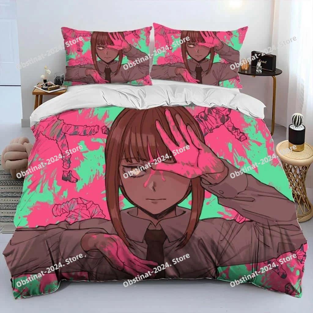 3D Anime Chainsaw Man Denji Cartoon Bedding Set Printed Duvet Cover Sheet Pillowcase Bed Soft Quilt Cover Full Queen King Size