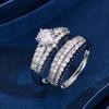 Luxury Sparkling Promise Bridal Rings Set CZ Wedding Bands Accessories for Women  Sterling Silver Versatile Female