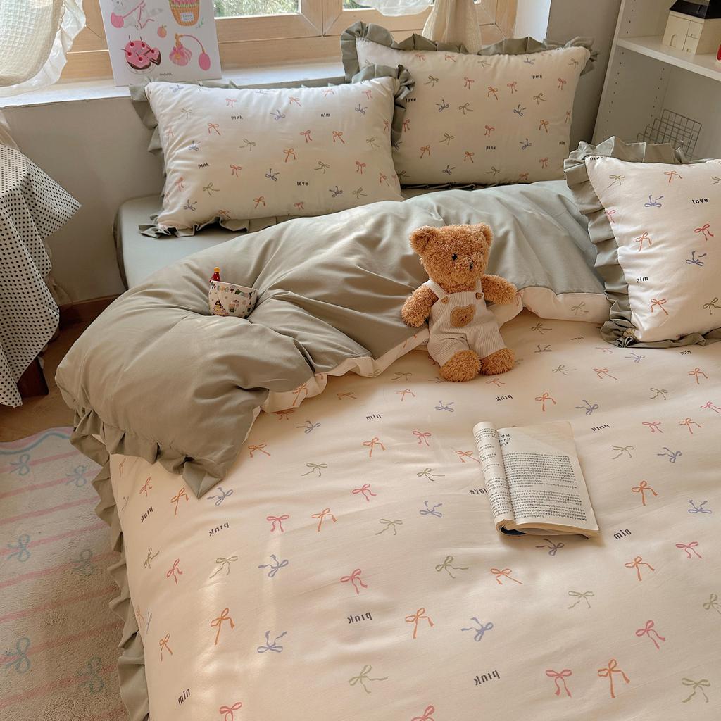 New Product Bed Four-piece Set Cloud Washed Cotton Quilt Cover Double Yarn Bed Sheet Student Single Dormitory Three-piece Set