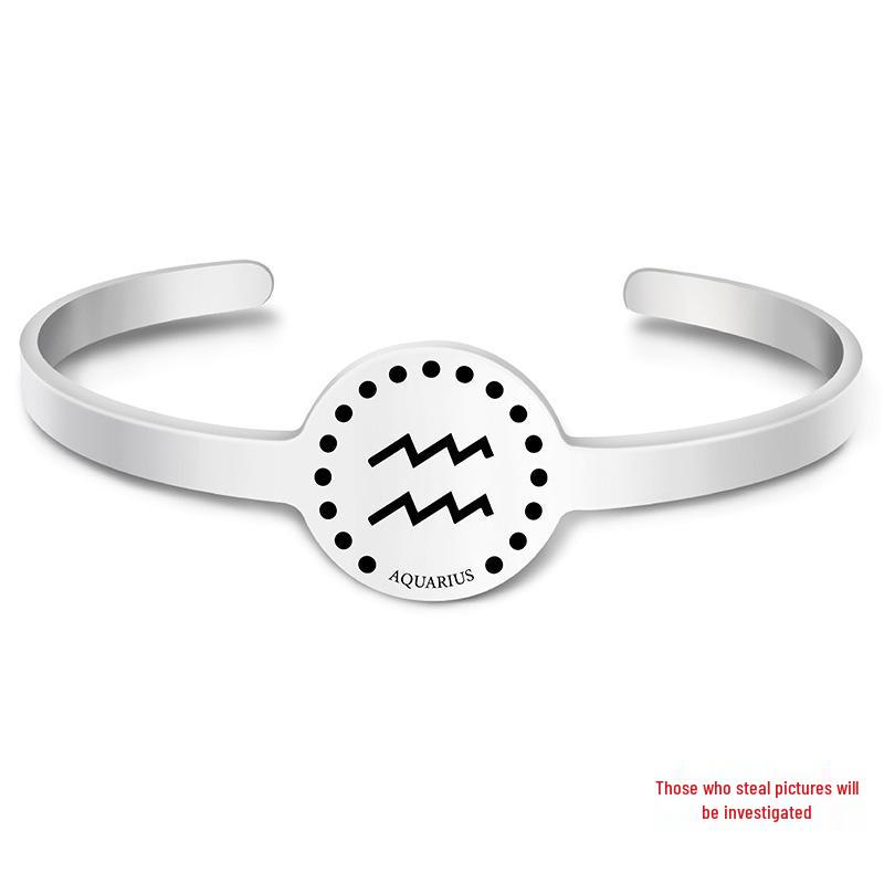 Twelve Constellations Stainless Steel Bracelet - Engraved Titanium Christmas & Birthday Gift