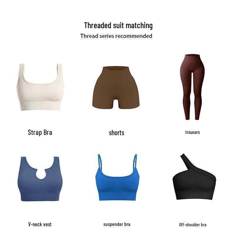 Summer New Arrival Ribbed One-Shoulder Yoga Top & Sports Bra