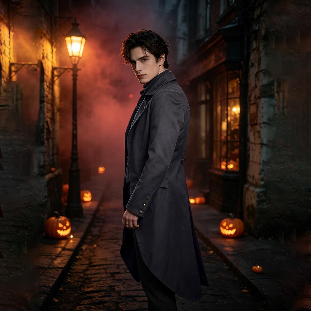 Men's Gothic Steampunk Tailcoat Jacket Black Halloween Costume