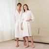 Women's Plus Size Quick-Dry Black Waffle Bathrobe with Three-Quarter Sleeves - Summer Thin