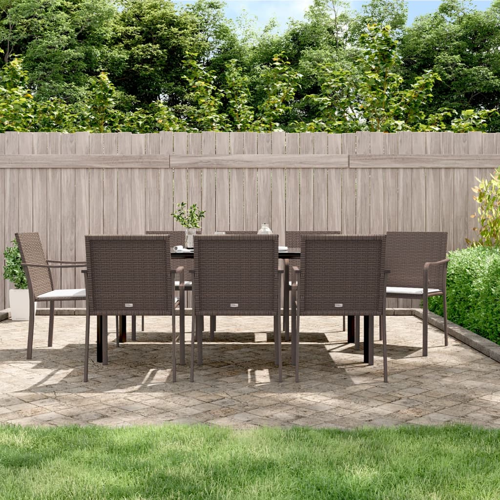 Vidaxl 9-Cz. Garden Furniture Set With Cushions, PE Rattan And Steel