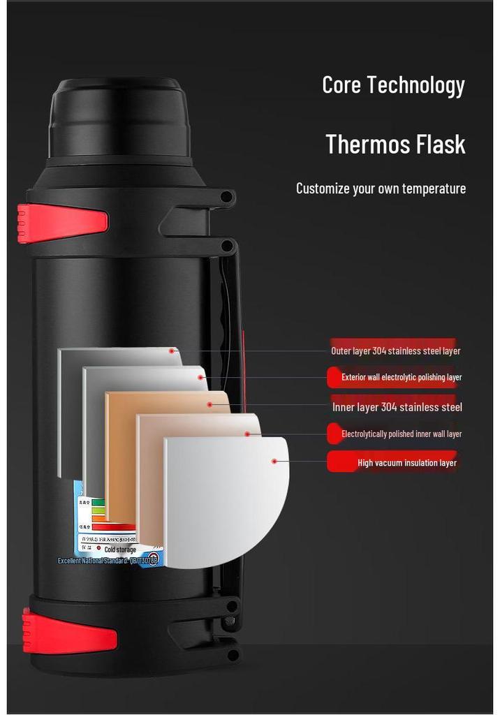 Portable Insulated Stainless Steel Thermos for Travel, Outdoor Sports, and Car - Large Capacity Cold Water Bottle
