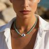 Bohemian Blue Crystal Beads Necklace Evil Eye Pendant Beaded Clavicle Choker for Women Luxury Summer Boho Jewelry Gifts