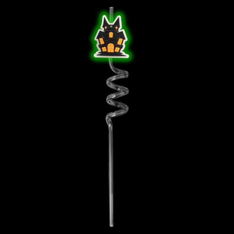 1Pcs Luminous Halloween Spiral Drinking Straws With Bats Ghost Pumpkin Witch Patterns Goodie Gifts For Kids Halloween Party