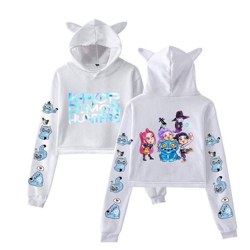 Kpop Demon Hunters Figurine Tigru Derpy Hanorac Scurt cu Urechi de Pisică pentru Fete Toamnă și Iarnă Ținută Casual Tip Sweatshirt