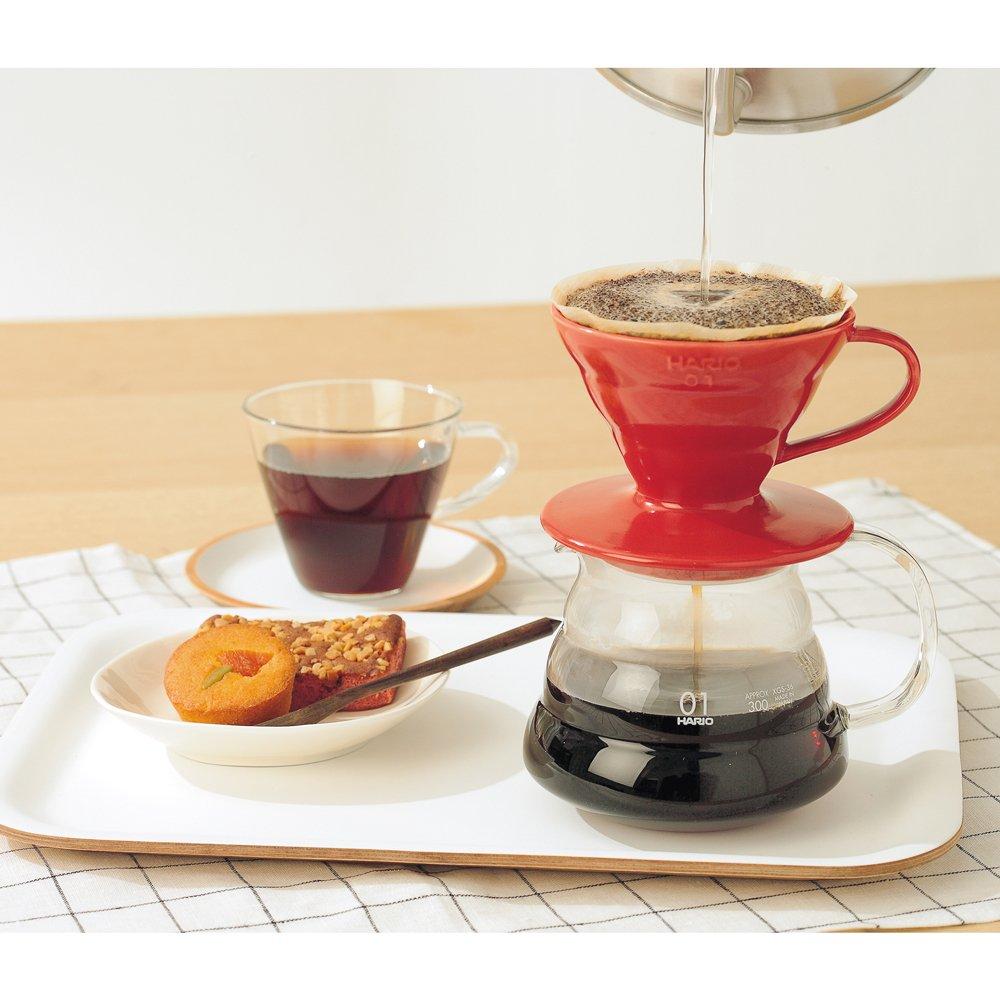 HARIO V60 Transparenter Dripper 01 Keramik, 1-2 Tassen, 200ml, Weiß, Hergestellt in Japan, VDC-01W