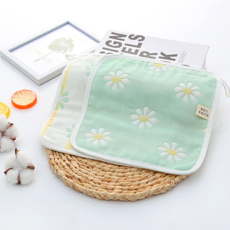 6 Layer Pure Cotton Gauze Baby Burp Cloth Cartoon Jacquard Square Towel For Infant Kids Face And Hand Washing