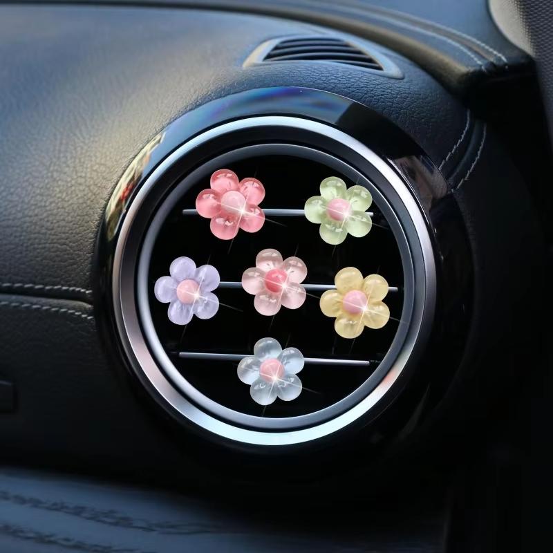 6Pcs Cute Flower Aromatherapy Car Air Outlet Decoration Perfume Clip Air Freshener Colorful Flora Decor Auto Accessories Air Fresheners 2