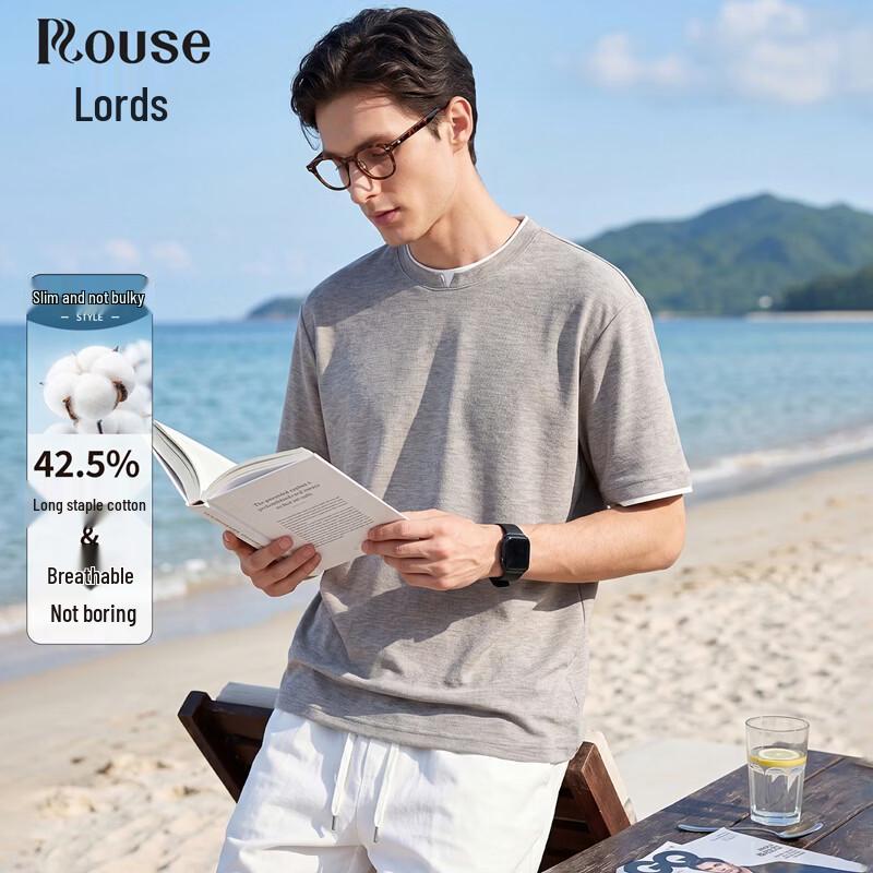 Luoz Men s Fake Two-Piece Short-Sleeve T-Shirt 185