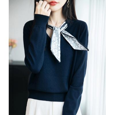 Women's Scarf Knit Top Spring Autumn New Inner Wear Fashionable Casual Versatile Versatile Sweater