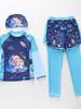 Boys' Quick-Dry Cartoon One-Piece Swimsuit with Long Sleeves and Sun Protection