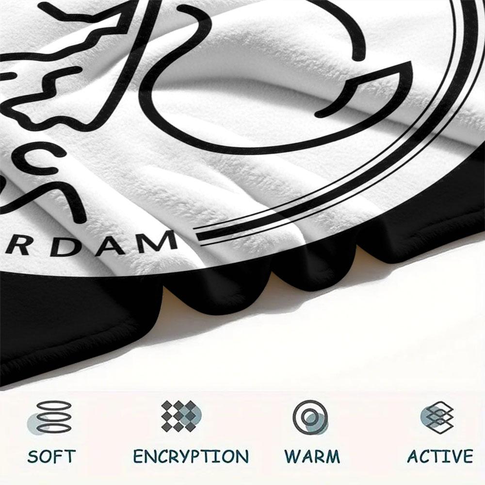 AFC Ajax Amsterdam Printed Flannel Blanket, soft throw for bedroom sofa, washable,soccer fan merchandise, great gift.