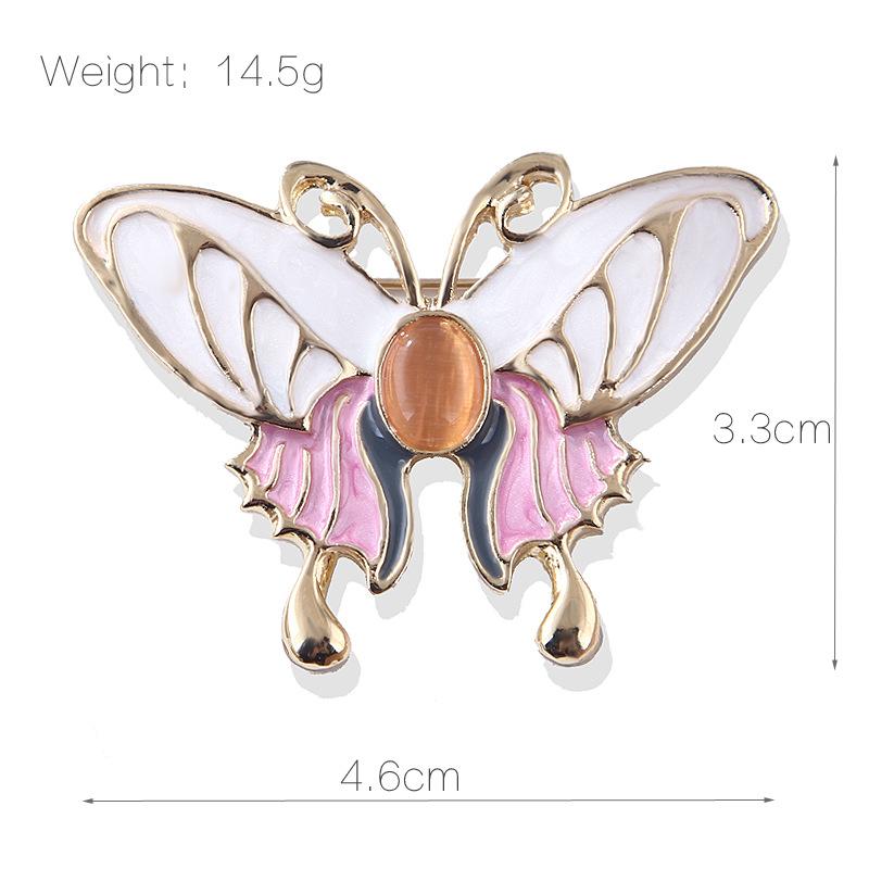 

Oil-dripping Insect Animal Fashion Exquisite Cat s Eye Stone Butterfly Anti-travel Brooch Pin Female Accessories Brooch Jewelry