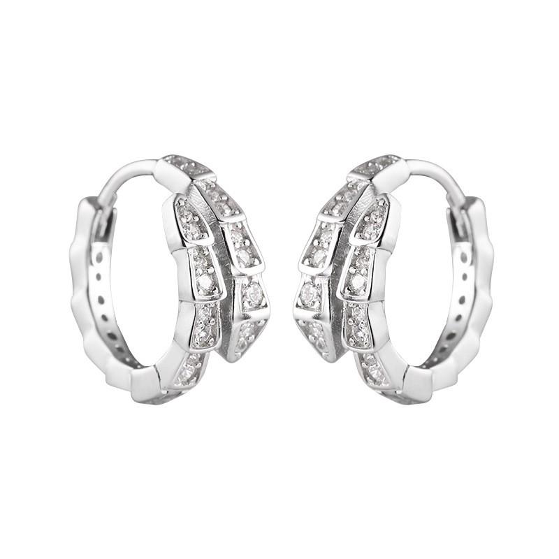 Sterling Snake Stud Earrings With Cubic Zirconia Minimalist Fashion Jewelry Women 925 Sterling Silver