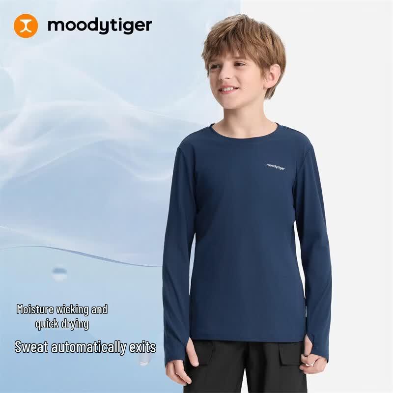 MoodyTiger Kids' Long-Sleeve Athletic UV Protection T-Shirt