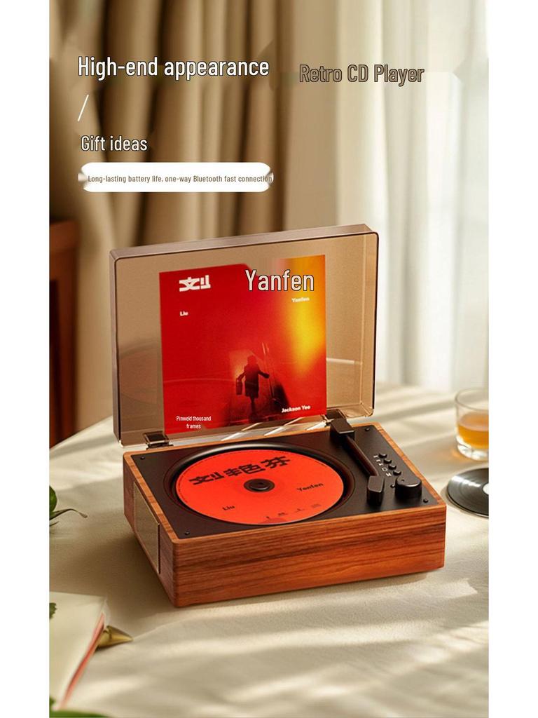 Retro Bluetooth CD Player & Speaker | Portable Rechargeable Home Audio System
