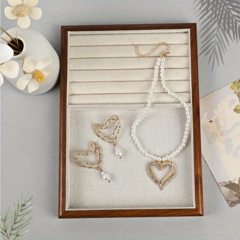 Love pendant earrings stud earrings imitation diamond inlaid pendant necklace set