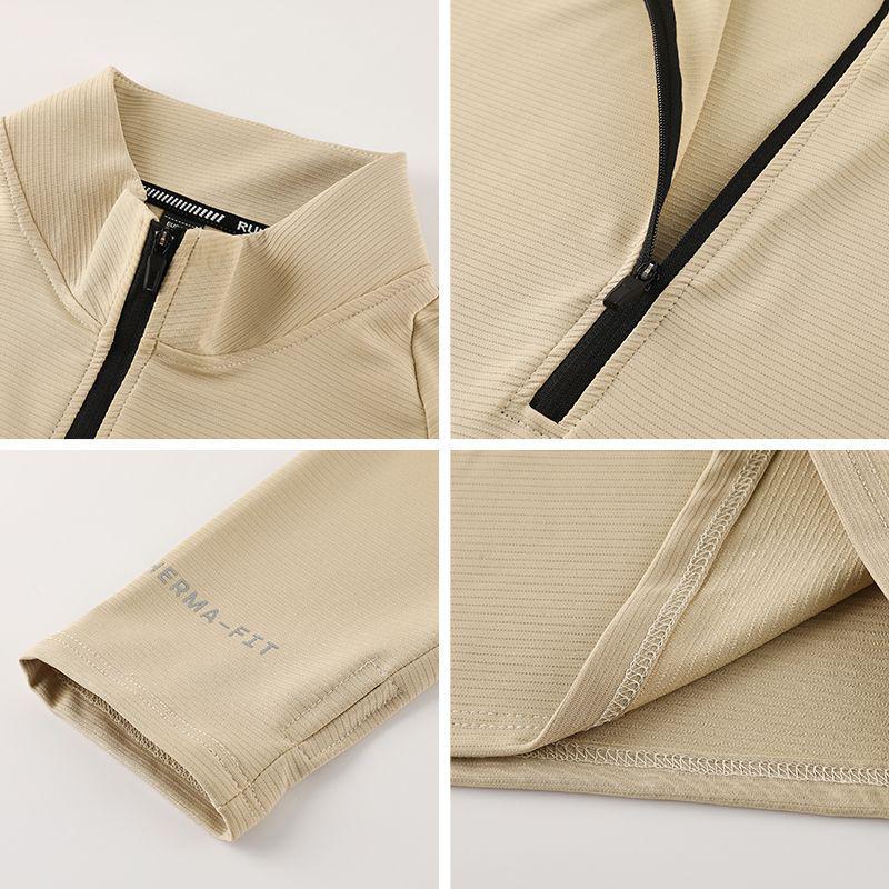 Men's Quick-Dry Half-Zip Sports Sweatshirt - Long Sleeve, Stretch, Stand Collar, for Autumn/Winter Running & Fitness.