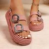 Women's Summer Beach Vacation Fashion Double-Buckle Design Comfortable Trendy Versatile Indoor Outdoor Bohemian Style Sandals