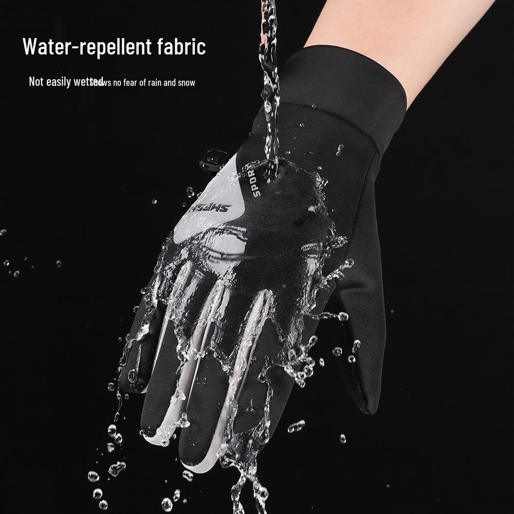 Men's & Women's Warm Waterproof Touchscreen Cycling & Ski Gloves - Fleece-Lined, Non-Slip, Color Block Design for Autumn & Winter Outdoors