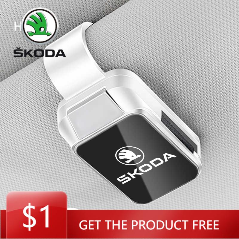Car Sticker Car Interior Sun Visor Eyeglasses Holder Sunglasses Clip For Skoda Octavia Kodiaq Fabia Vrs Superb Karoq Yeti Rapid ukm344