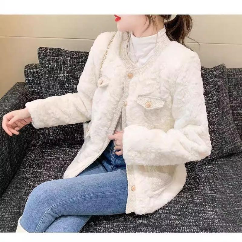 New Winter Clothing Lamb Fur Coat Women's Retro Fashion Thickened Cotton-padded Clothing Women's Light Clothing