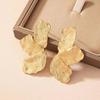 Vintage Metal Flower Post Stud Earrings For Women Fashion Gold Color Large Textured Petal Earring Party Jewelry Gift Accessories