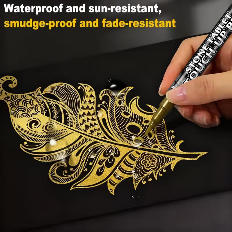 Gravestone Color Restoration Pen, for Gold Lettering on Tombstones, Available in Multiple Colors: Black/Gold/Silver/Red/White, Suitable for Gravestone