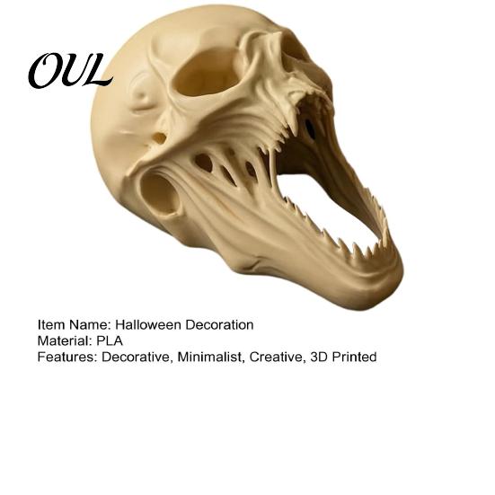 Dark Style Room Decor for Parties 3D Printed Halloween Skull Ornament, Realistic Horror Statue, Spooky Detailed Figurine Shelves with Sharp