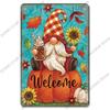 Welcome Poster Metal Plate Vintage Pumpkin Sunflower Bird Metal Tin Signs Wall Decor Garden Door Cafe Party