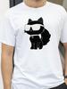 Male and Female Couples Neutral Cartoon Cat Fashion Crew Neck Short Tshirt Printed Trend Summer Top Short Sleeve Women Clothing