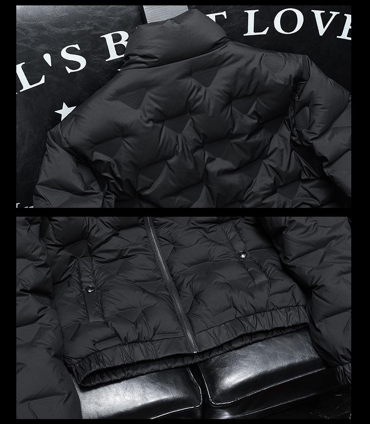 2025 European Style Men's Trendy Dark Floral Stand Collar Down Jacket