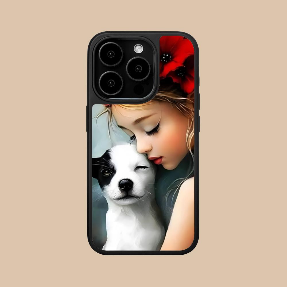 

Girl Dog Puppy Matte Surface Mobile Phone Case for iPhone 17 16 15 14 13 12 11 Air Pro Max Plus Colorful Cover iPhone 11