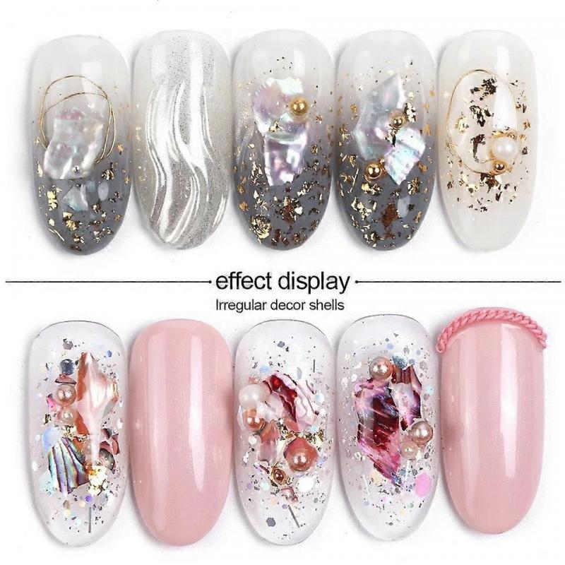 Abalone Shell Fragments for Nail Art (Style 2), Multicolor Irregular Shells, Abalone Shell Nail Art Slices Manicure