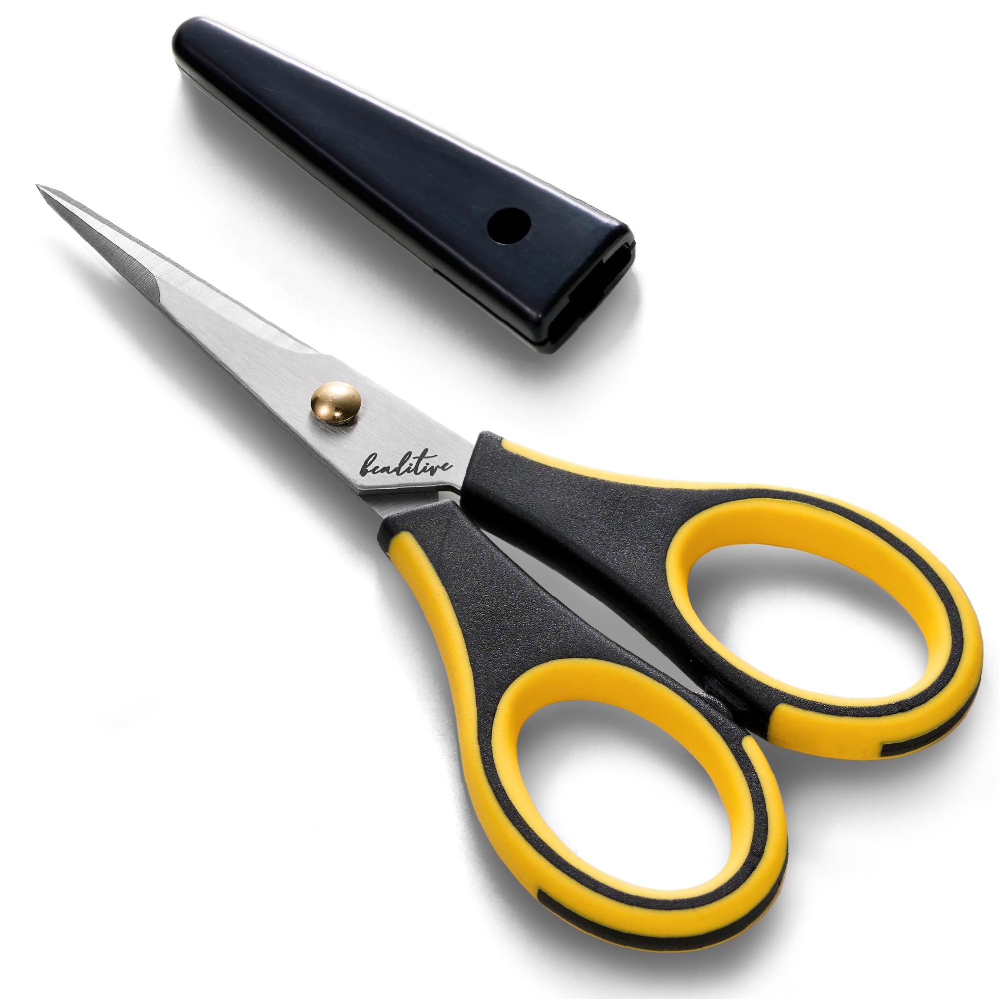 

Beaditive Precision Craft Scissors Stainless Steel Safety Cap Ultra-Sharp Blades Non-Slip TPR Handles Scrapbooking Home Office School