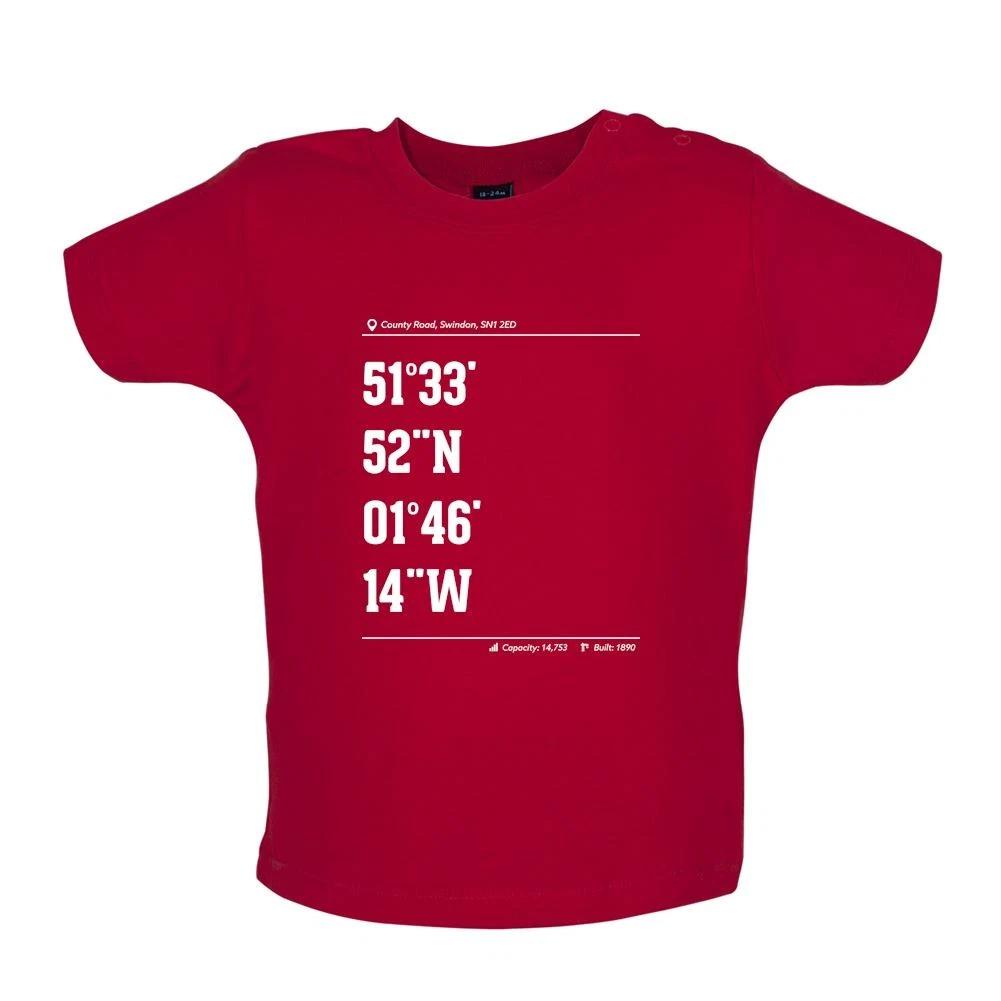 

Stadium Coordinates Swindon - Baby T-Shirt / Babygrow - Country Ground Robins 120