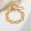 Chunky Stainless Steel Link Chain Bracelet For Woman, 18k Gold Plated Stackable Wristband Bracelets, Waterproof Trendy Jewelry
