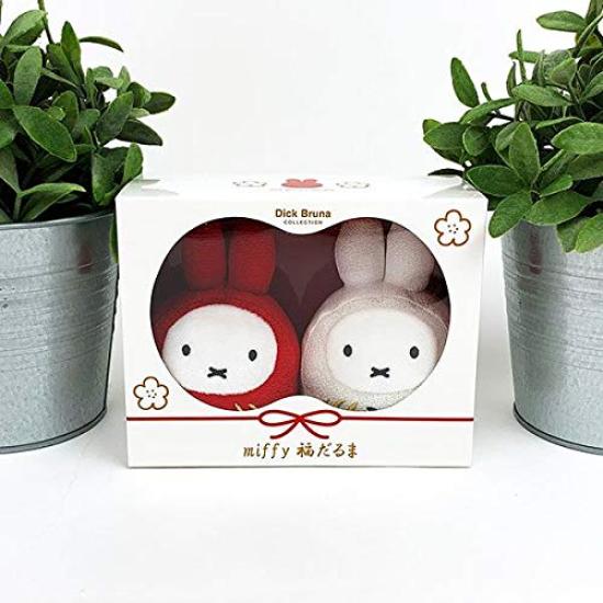 Sekiguchi Dick Bruna Miffy Miffy Lucky Daruma Red and White Set Plush Toy
