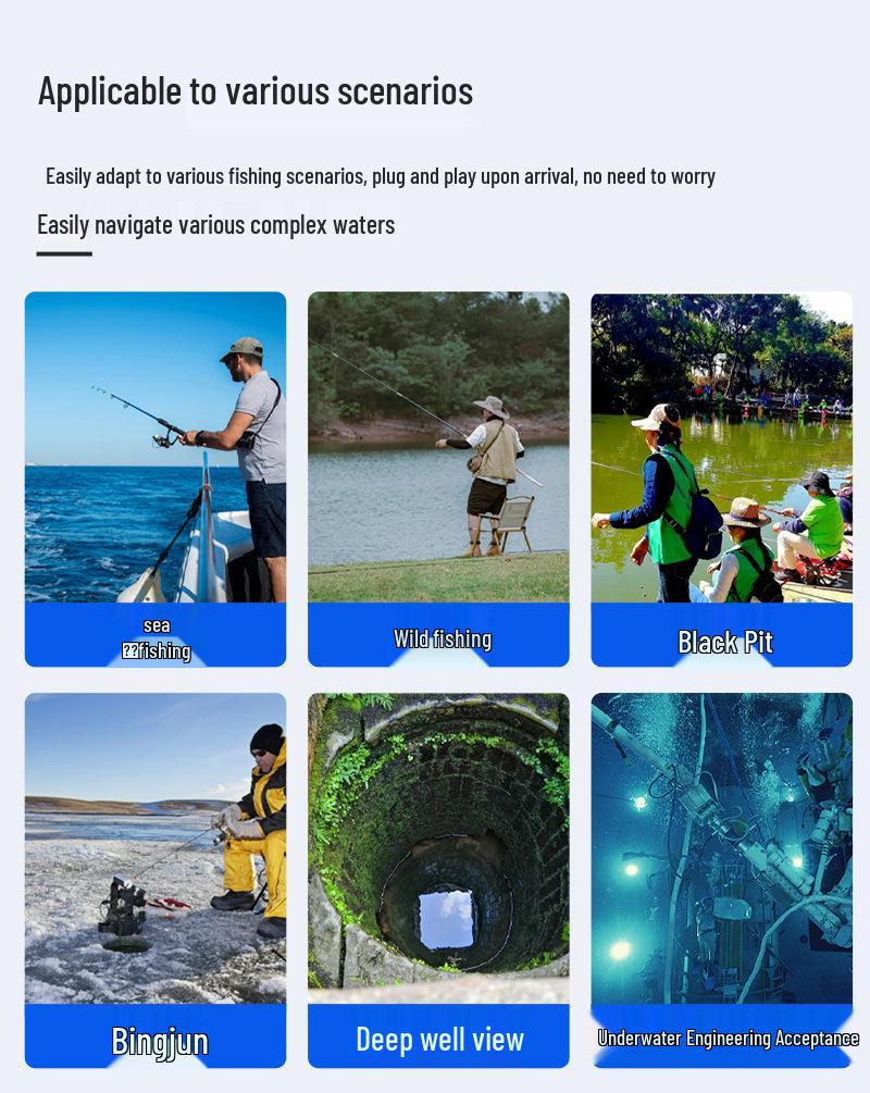 Underwater HD Night Vision Fish Finder Camera with Display and Video Recording