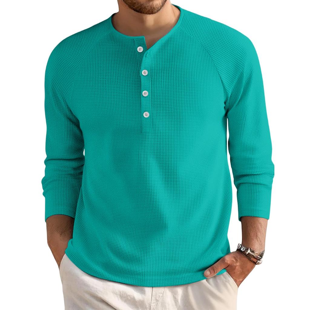 Men's Loose Casual Button Down Collar Long Sleeve Top