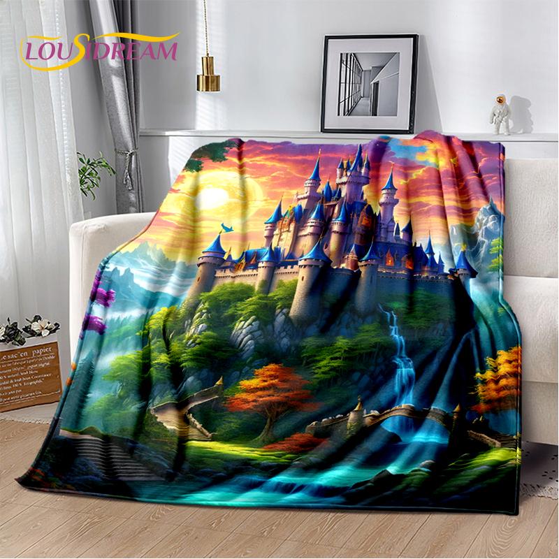 Fairyland Fairy Tale Castle Mysterious Gothic Dream Cartoon Soft Blanket,Soft Throw Blanket for Home Bedroom Bed Sofa Child Gift