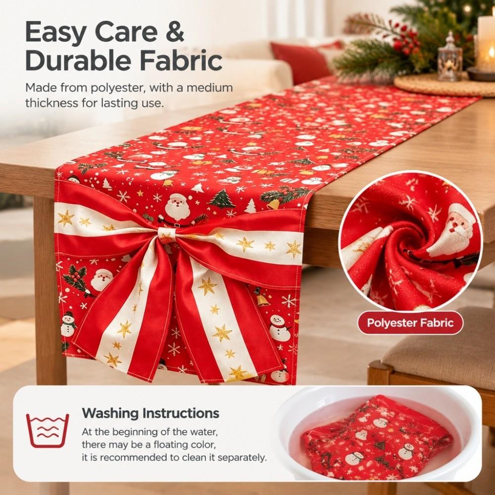 Golden Accents Christmas Table Runner Bows Accents Festive Table Decoration Christmas Dinner