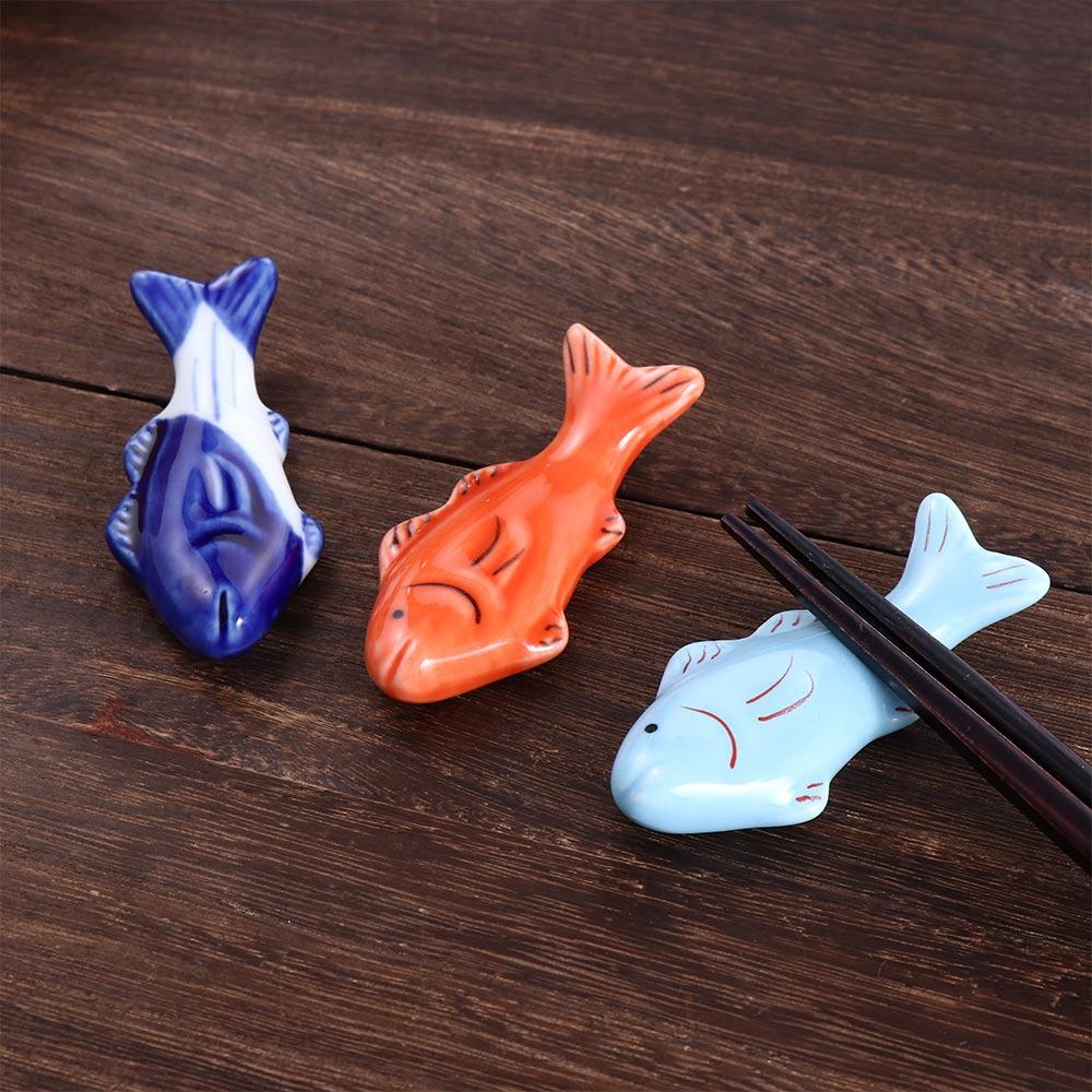Fish Shaped Chinese Style Ceramic Chopsticks Holder Tableware Rack Dinnerware Stand Chopstick Rest