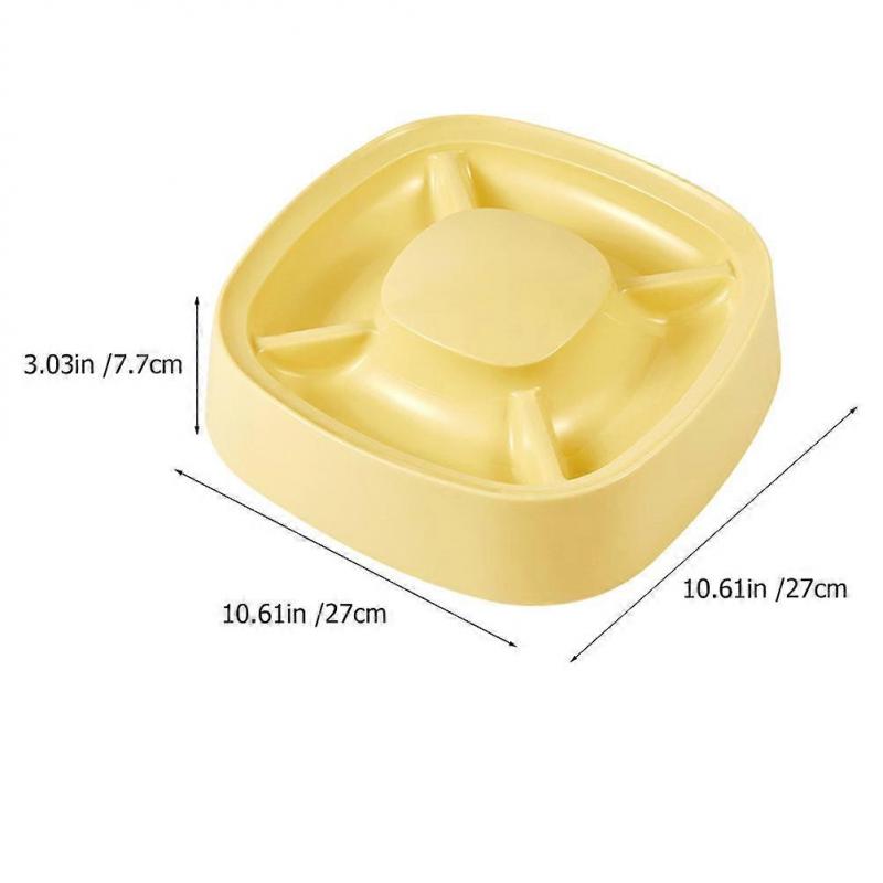 Yellow Plastic Divided Pet Food Bowl for Feeding 4Pcs Small Dog Bowls