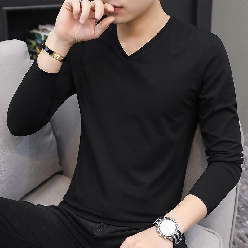 Men's Long-Sleeve V-Neck T-Shirt - New for Autumn/Winter 2023 in White