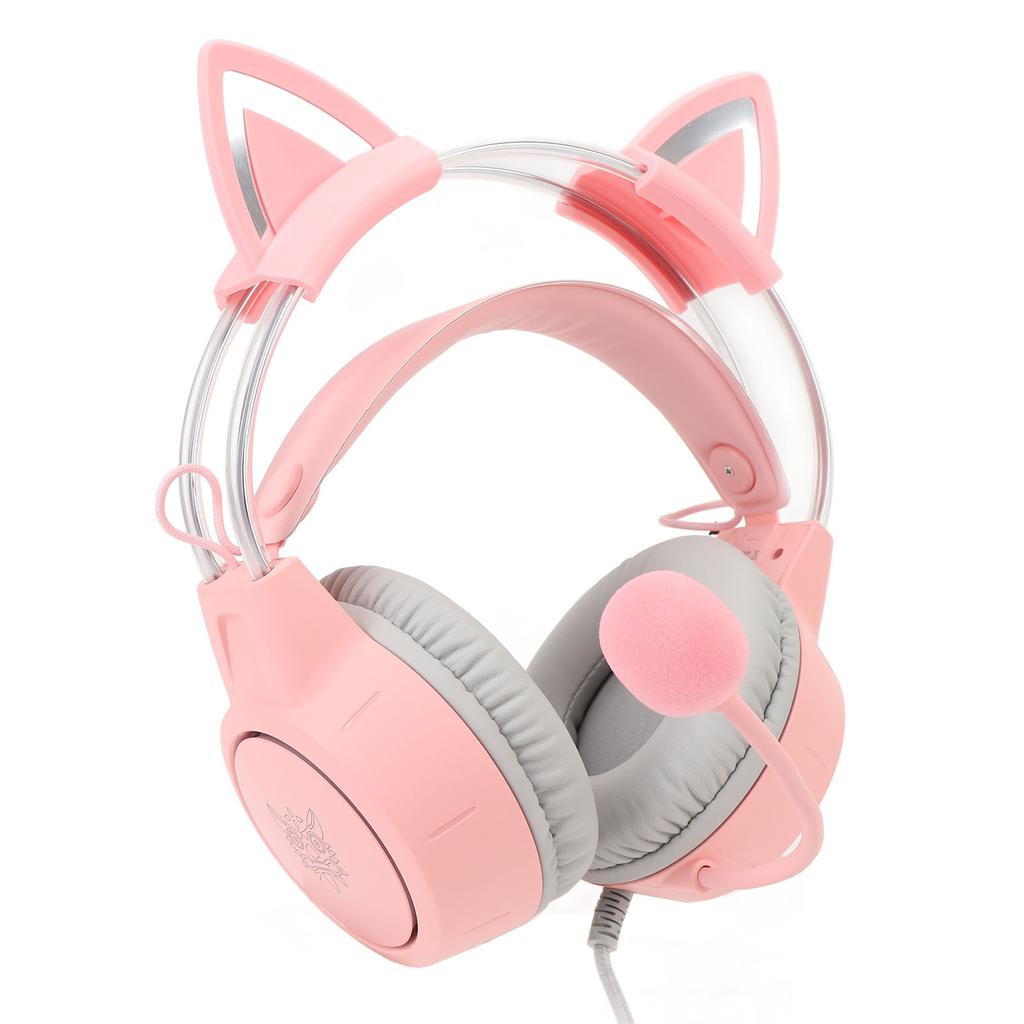 Cat Ear Gaming Headset Roseate RGB Light Adjustable Headband Wired Gaming Headphone with Mic for PC Laptop Game Console